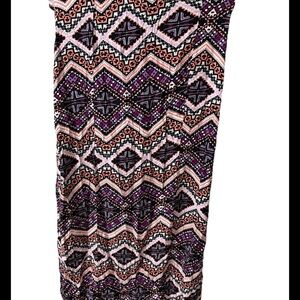 Express Purple and Pink Patterned Maxi Skirt